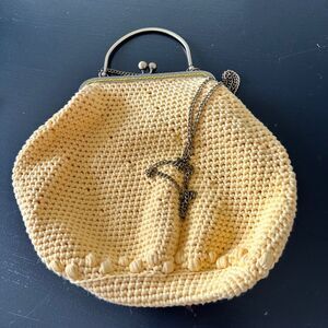 Vintage Hand Knit Butter Yellow Purse